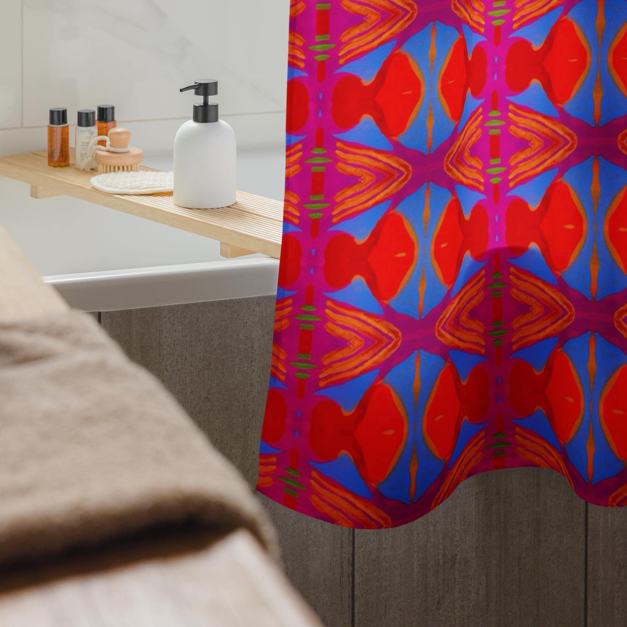 Red Statement Shower Curtain: Indigenous Artist