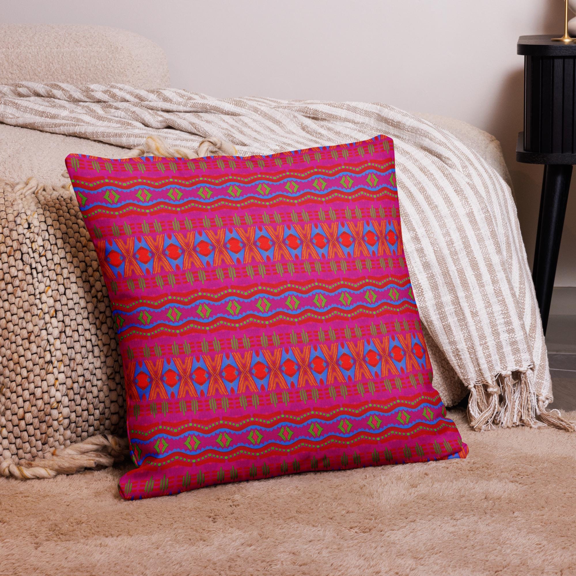 Boho Southwestern Pillow Case: Linen-Feel Polyester, Indigenous Art