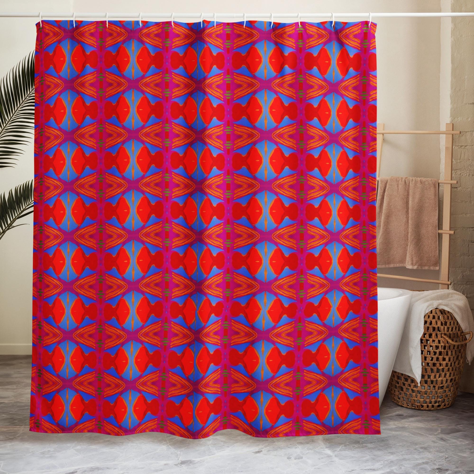 Red Statement Shower Curtain: Indigenous Artist