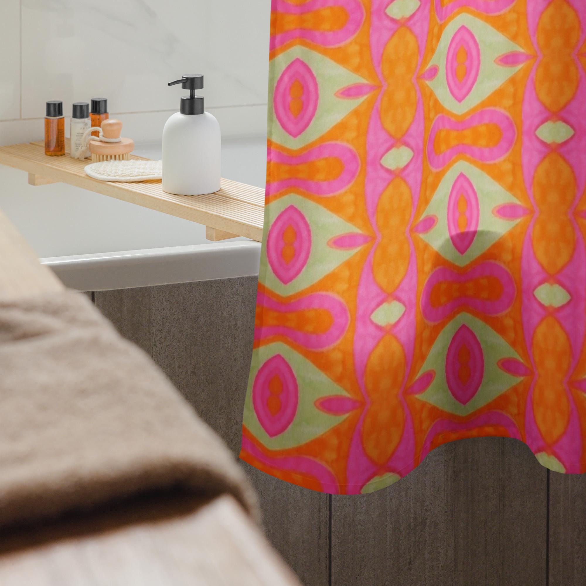 Retro Eyes Psychedelic Shower curtain, Indigenous Artist