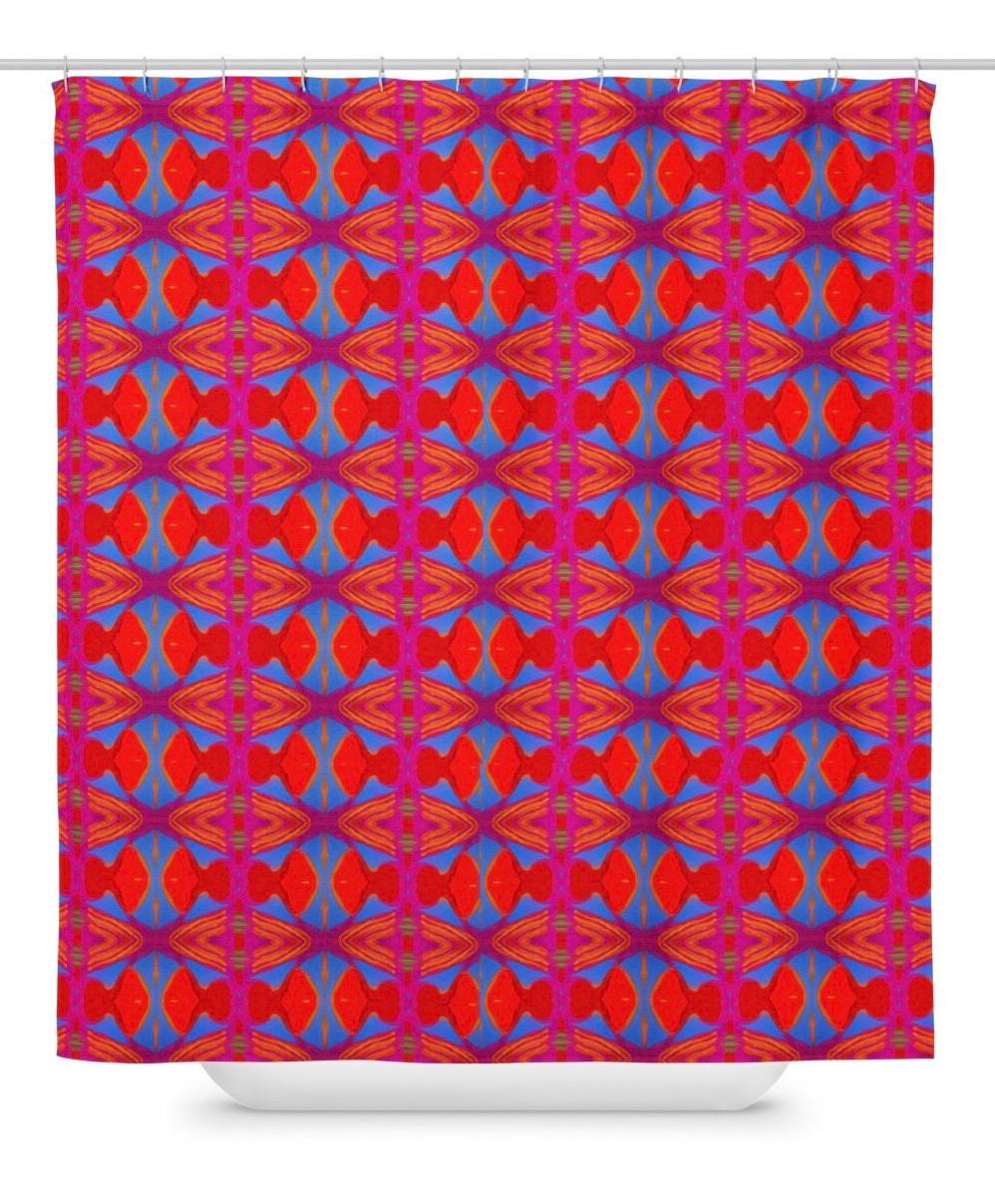 Red Statement Shower Curtain: Indigenous Artist