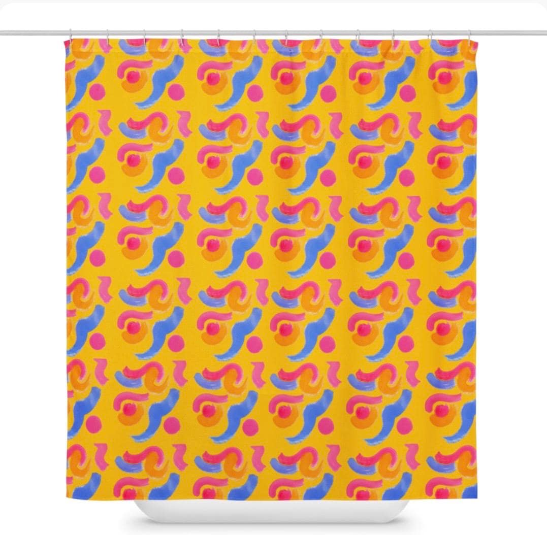 Brush Stroke Abstract Shower Curtain: Indigenous Artist