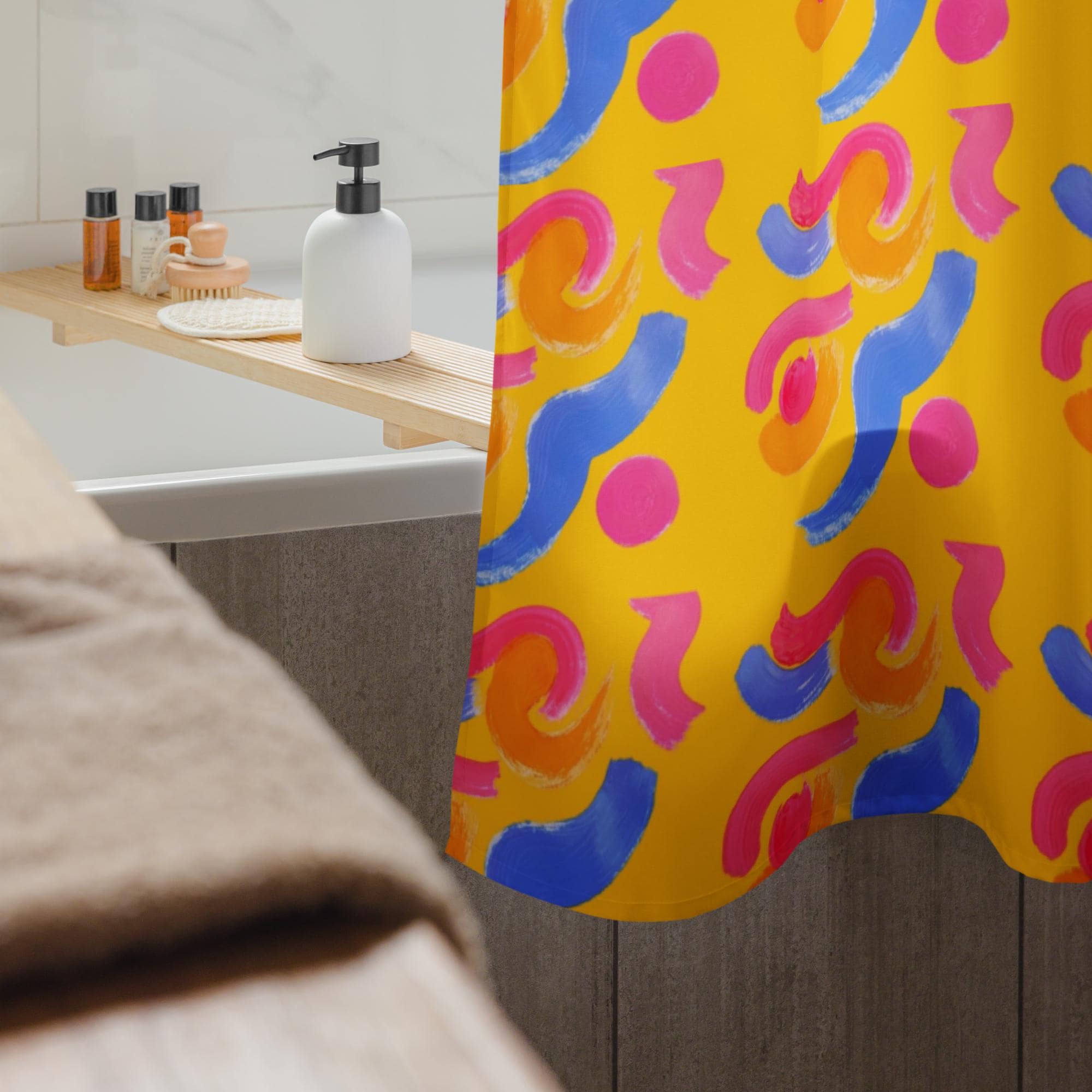 Brush Stroke Abstract Shower Curtain: Indigenous Artist