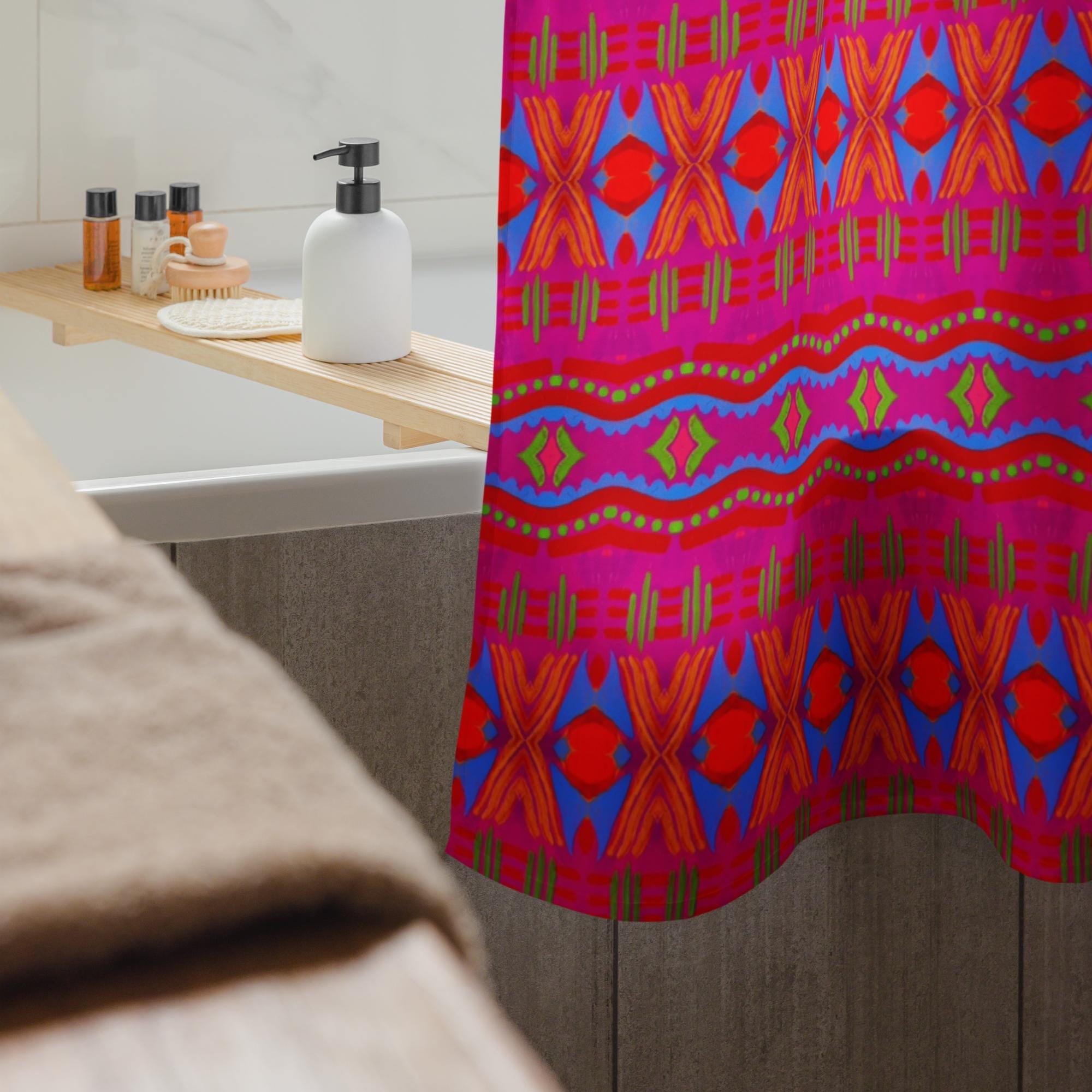 Boho Southwestern Shower Curtain: Indigenous Artist