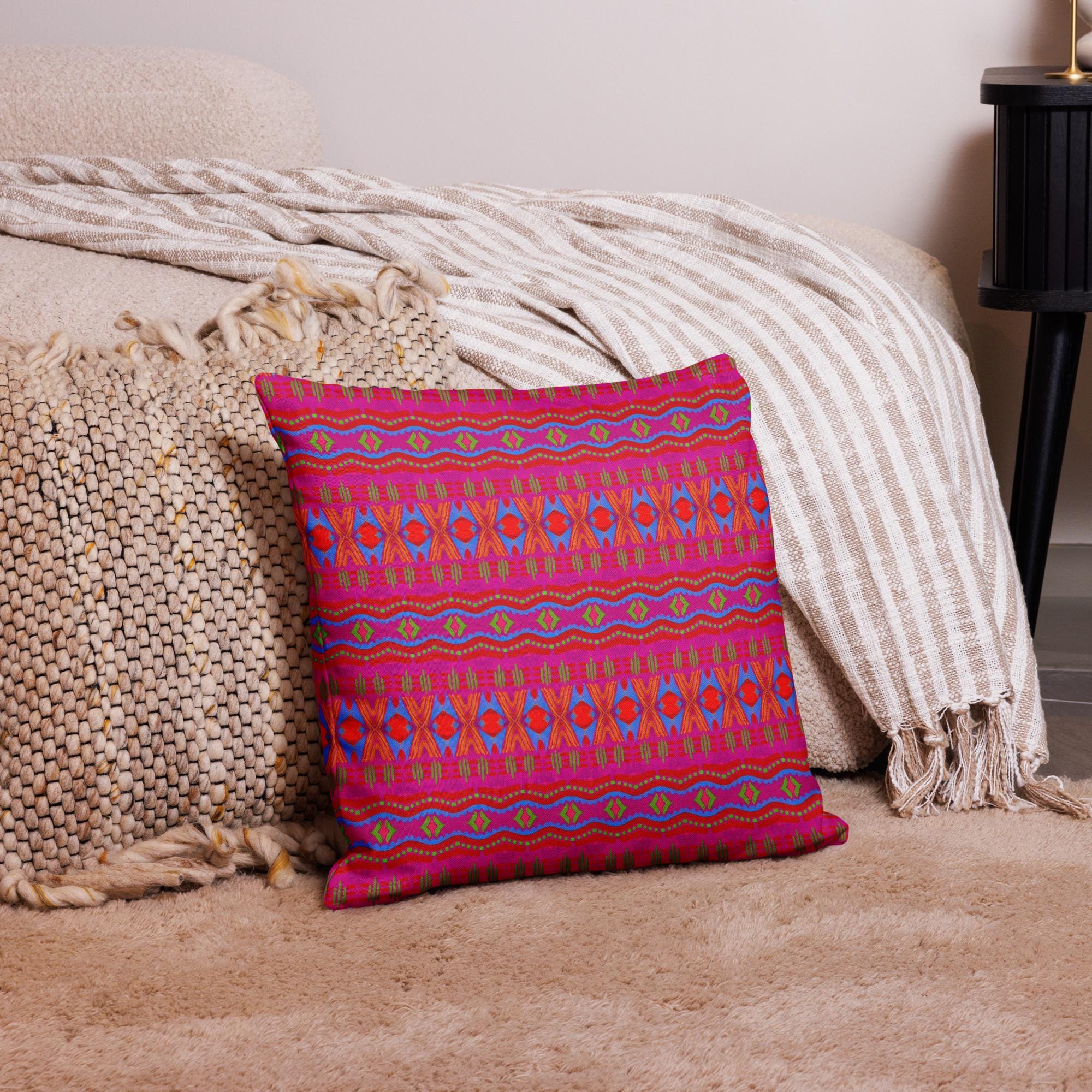 Boho Southwestern Pillow Case: Linen-Feel Polyester, Indigenous Art