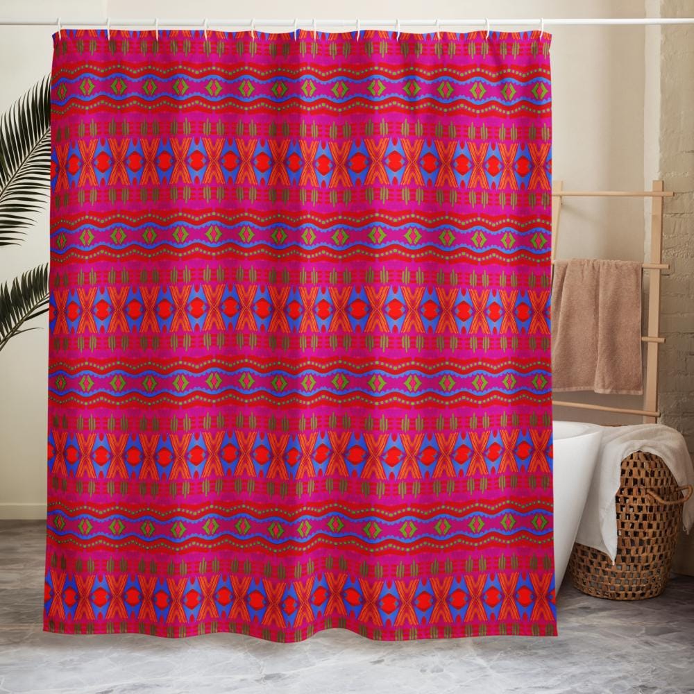 Boho Southwestern Shower Curtain: Indigenous Artist