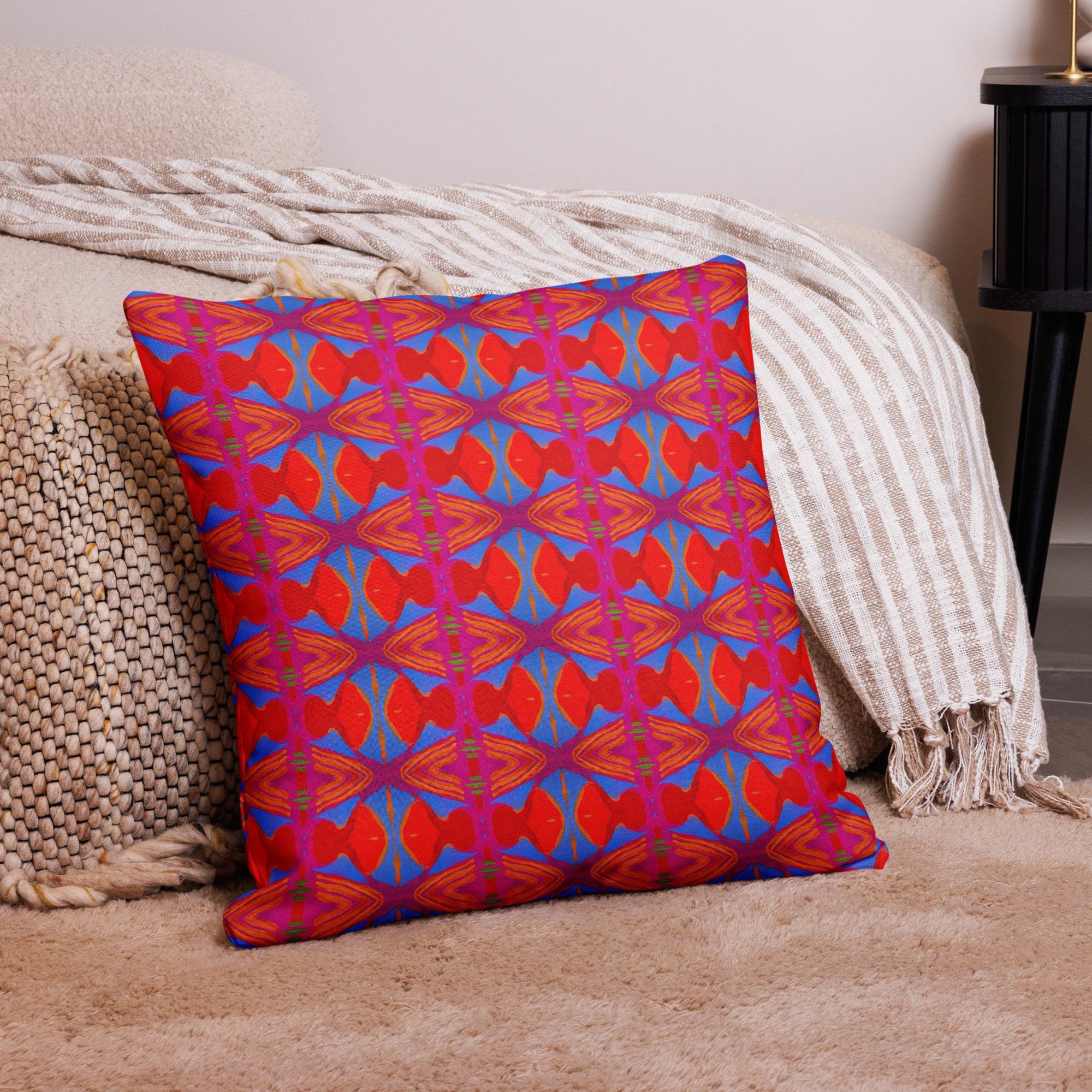 Red Statement Pillow Case: Linen Feel, Indigenous Artist