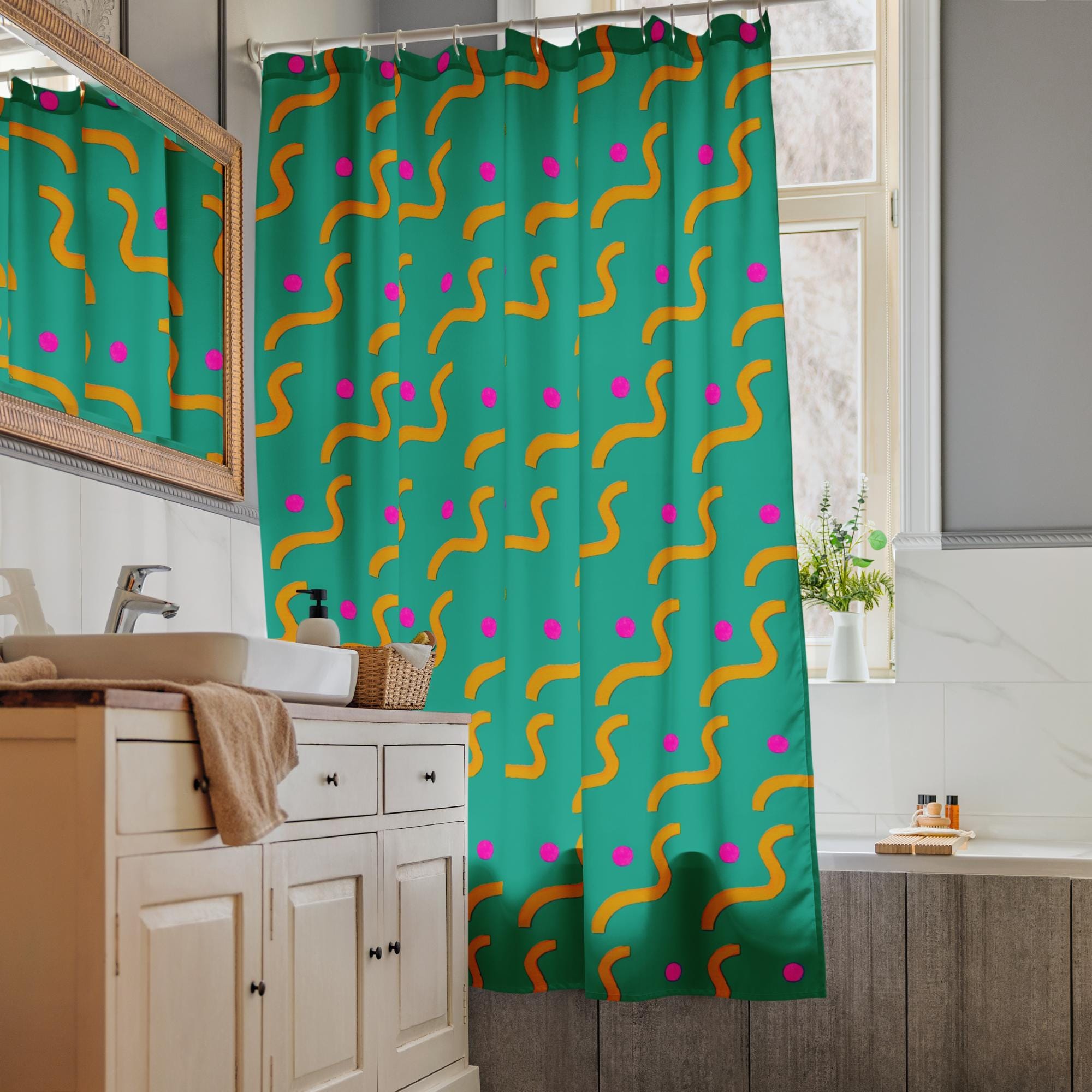 90’s Squiggle Shower curtain