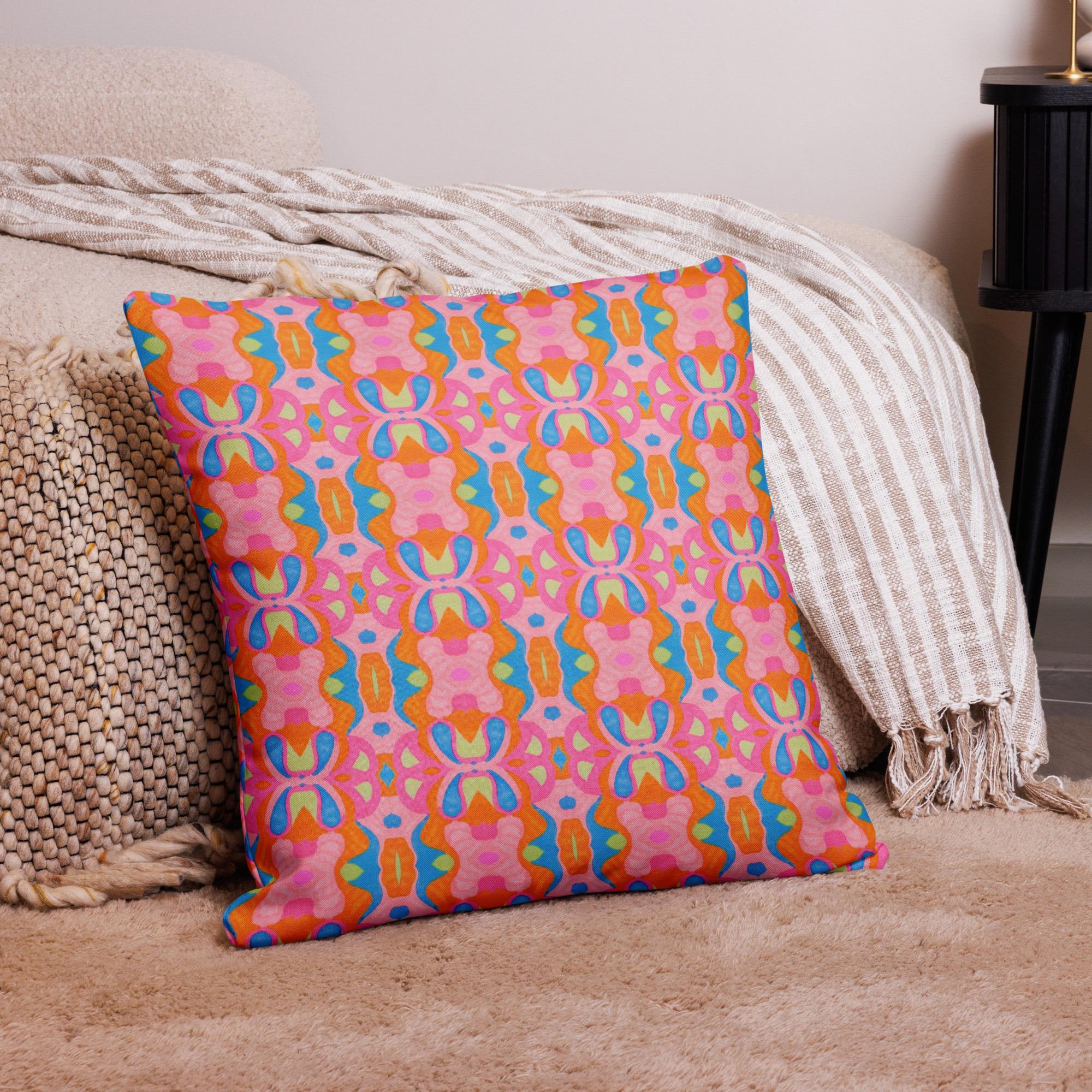 Abstract Pink Pillow Case: Linen Feel, Indigenous Artist