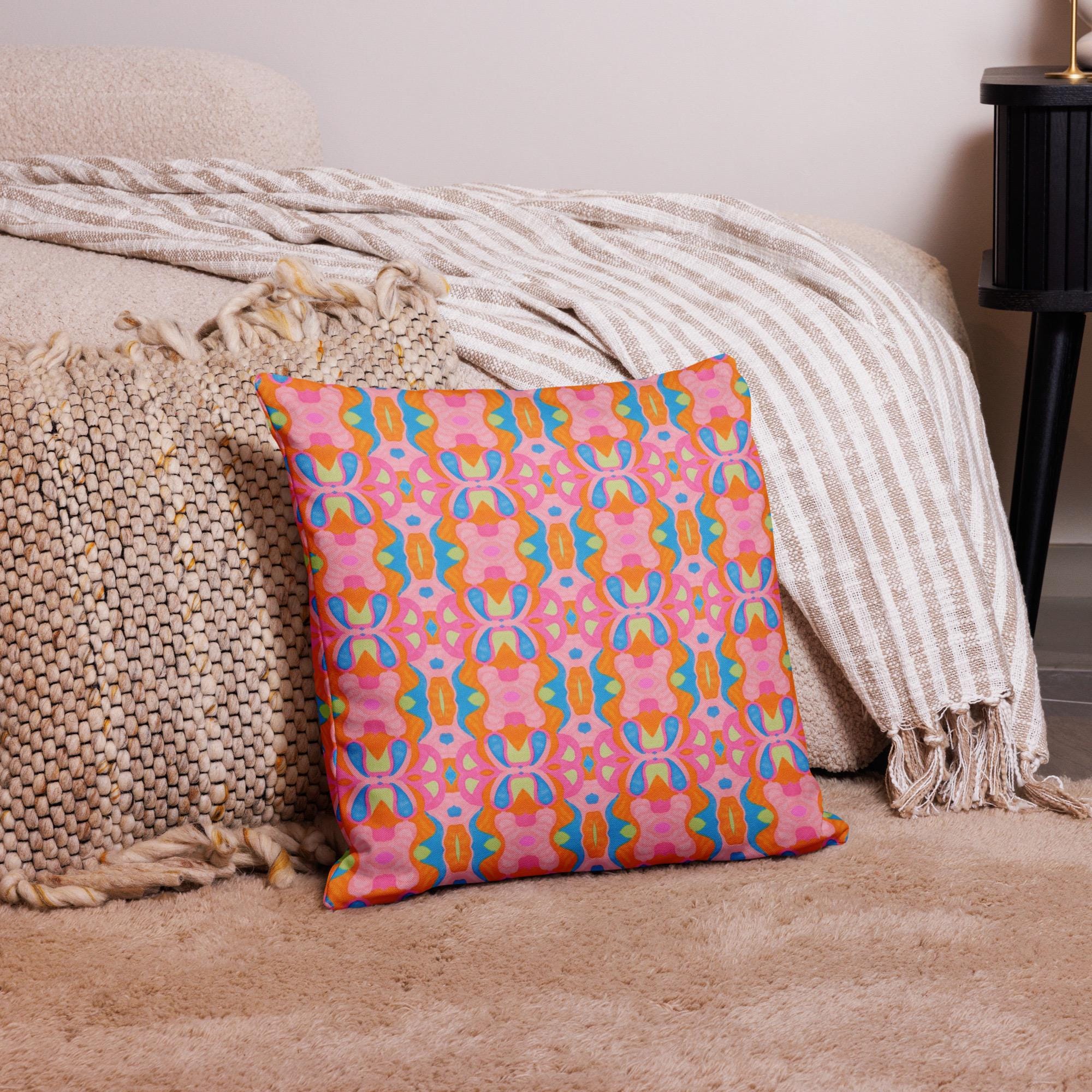 Abstract Pink Pillow Case: Linen Feel, Indigenous Artist