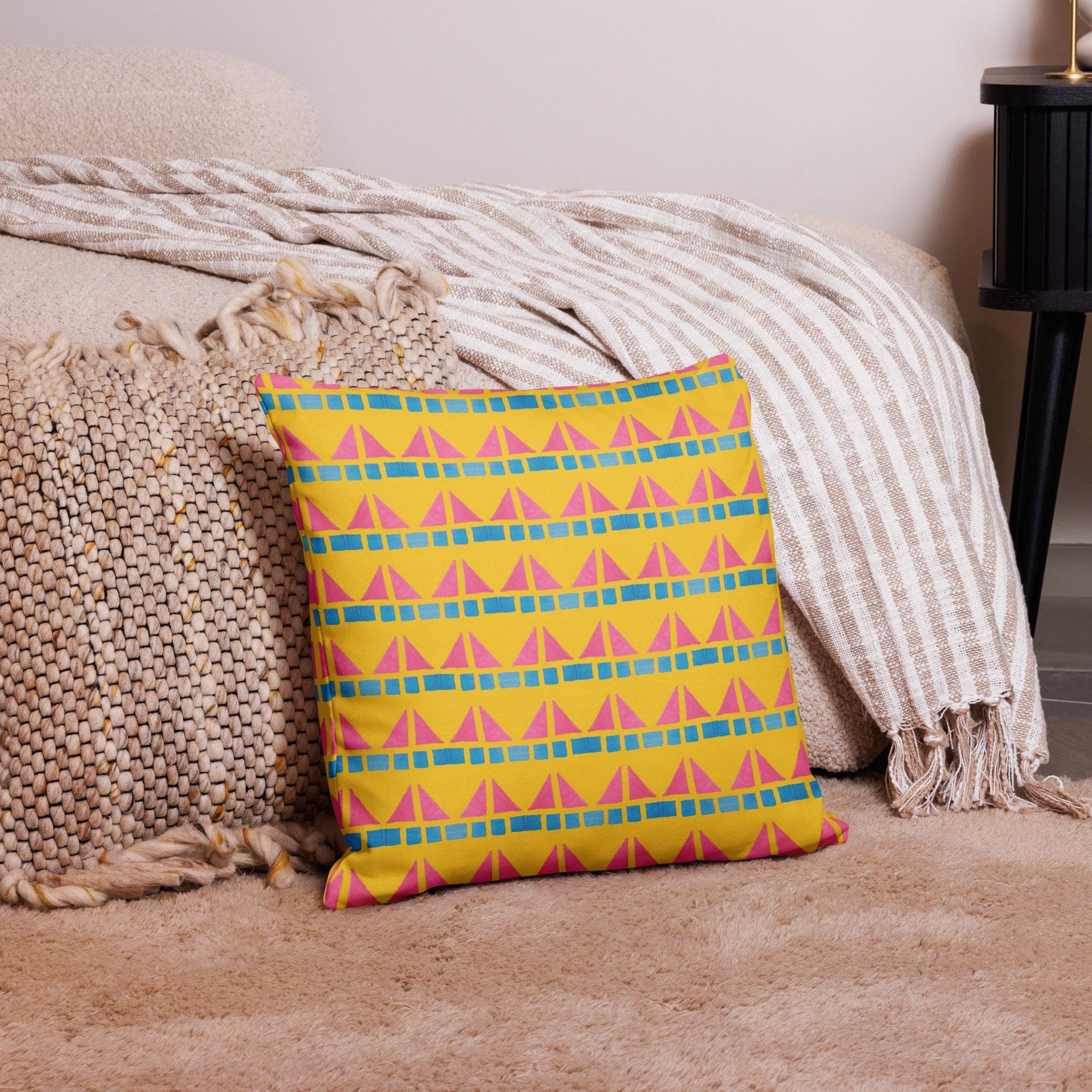 90’s Beach Pillow Case: Linen Feel, Indigenous Artist