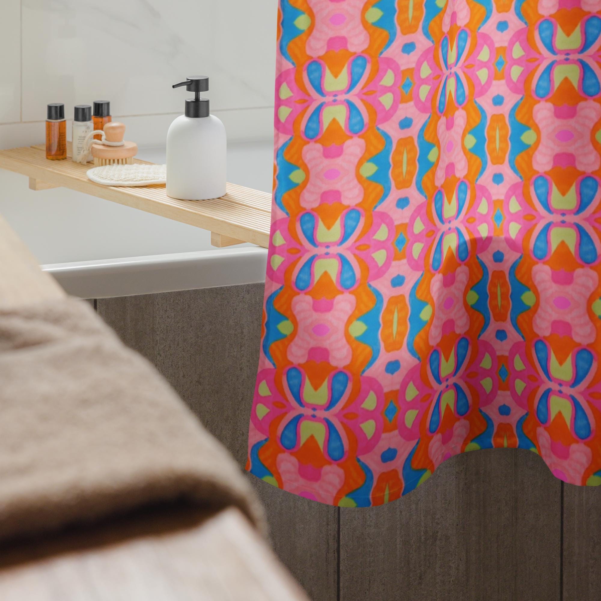 Abstract Pink Shower Curtain: Indigenous Artist